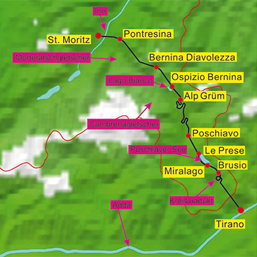 Bernina Nostalgie Express Landkarte Region